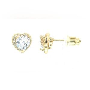 Macy’s Gold Heart Cubic Zirconia Studs Earrings